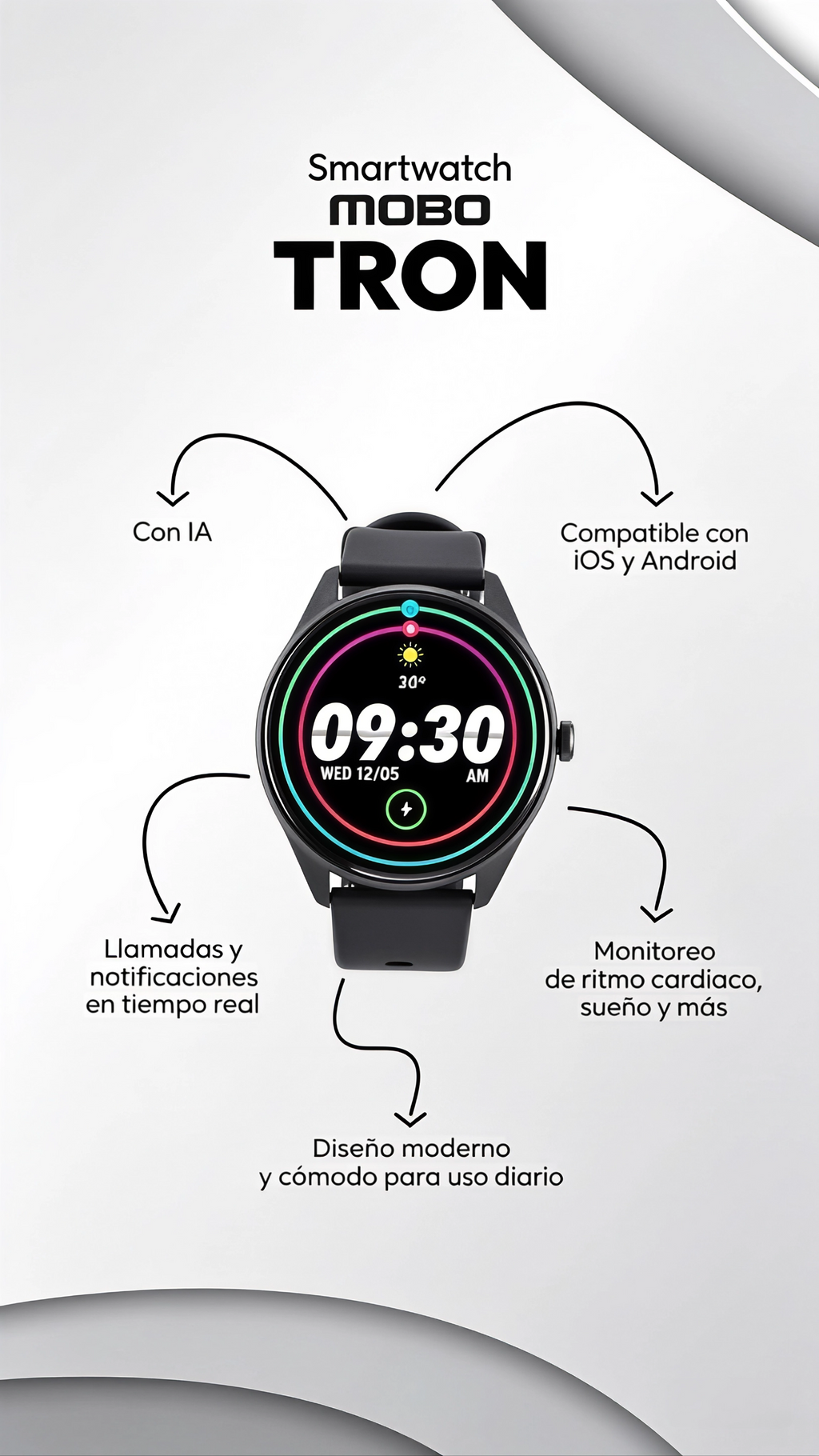 Smartwatch MOBO Tron con Asistente de IA.